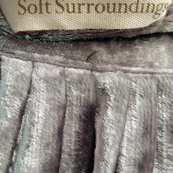 Soft Surroundings Size TL Midi Skirt Silver Pleated Velvet Tassels Gray Boho - Picture 6 of 7